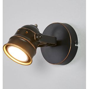 Lindby - wandlamp - 1licht - metaal - H: 9.5 cm - GU10 - zwart, goud