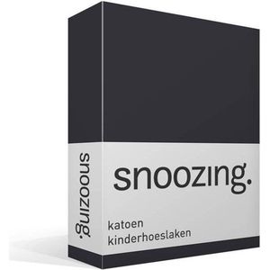 Snoozing - Katoen - Kinderhoeslaken - Ledikant - 60x120 cm - Antraciet