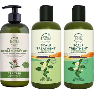 PETAL FRESH - Tea Tree - Bath & Shower Gel + Shampoo + Conditioner - 3 Pak