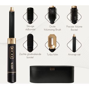 WAJD Airstyler 6-in-1 – Föhn & Multistyler met Auto-Wrap Curlers, Diffuser & Opbergetas – Geen Hitteschade