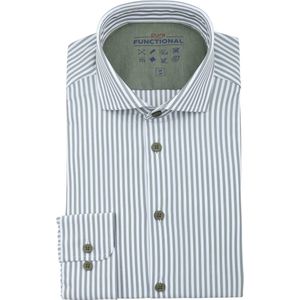 Pure The Functional Shirt Super Stretch Streep Groen - Maat 38 - Heren - Overhemden Casual