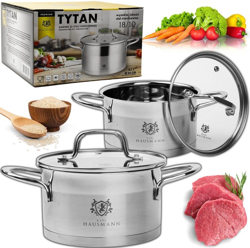 KARL HAUSMANN - Kookpan - Roestvrijstaal - 6,1 l - Ø 24 cm - Geschikt voor Inductie