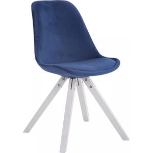 In And OutdoorMatch Bezoekersstoel Madelynn - Eetkamerstoel - Blauw velours - Witte poten - Set van 1 - Zithoogte 48 cm - Deluxe