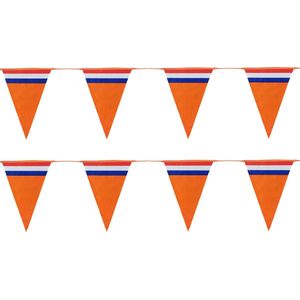 Bellatio Decorations - Oranje Holland vlaggenlijnen - 2x stuks van 10 meter - Oranje versiering slinger WK/ EK/ Koningsdag