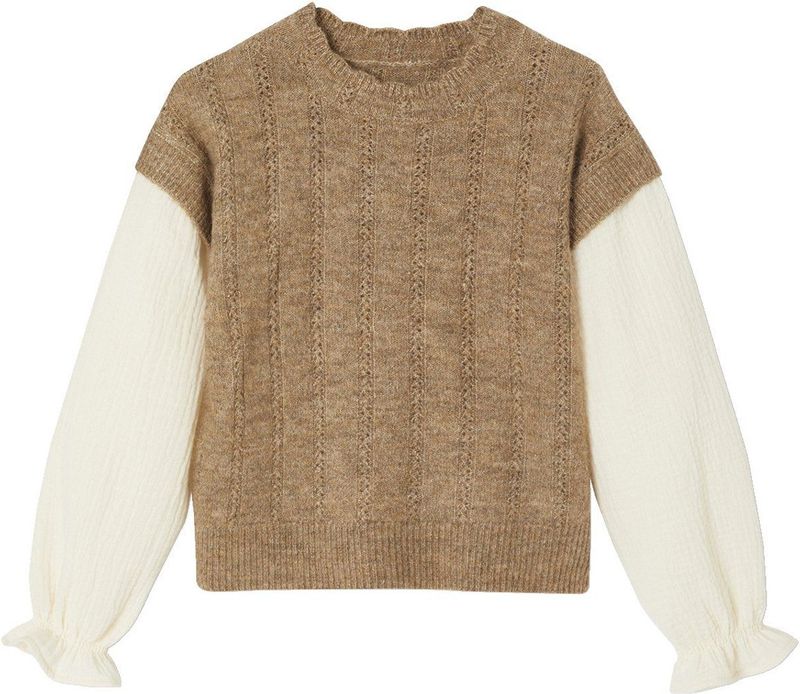 Vertbaudet 2-in-1 trui met mouwen in katoenen gaas voor meisjes