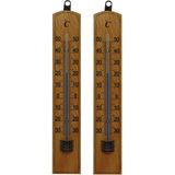 Lifetime Garden 2x stuks thermometer voor buiten hout 20 x 4 cm - zomer/winter