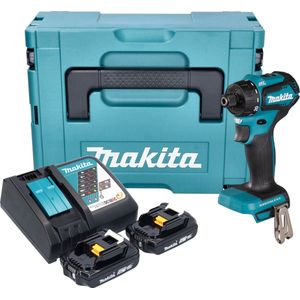 Makita DDF 083 RAJ accuboormachine 18 V 40 Nm 1/4'' borstelloos + 2x oplaadbare accu 2.0 Ah + lader + Makpac