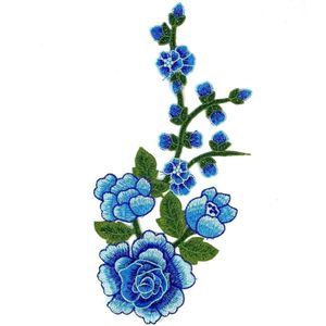 Bloemen Bloem Tak Opnaai Embleem Patch Blauw 13.5 cm / 29 cm / Blauw Groen