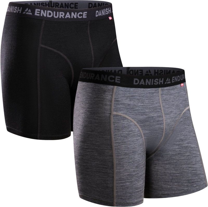 DANISH ENDURANCE - Merinowol Boxers - Meerkleurig - 2 Pack - Zwart en Grijs Gemêleerd