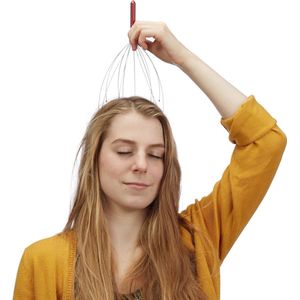 Relaxdays hoofdmassage spin - hoofd massage - 12 armen - hoofdspin - 24,5 cm - ontspannen - rood