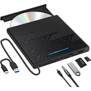 CRLYN® Externe DVD Speler Voor Laptop - CD Brander - Plug & Play - Zwart
