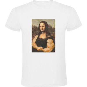 Mona Lisa Portret Met Spierballen Heren T-shirt - kunst - schilderij - da vinci - kunstenaar - gym - sportschool - fitness - humor - grappig - cadeau