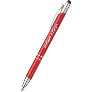 welkom collega pen - rood - gegraveerd - Collega pennen - stagaire - pen met tekst - leuke pennen - grappige pennen - werkpennen - stagiaire cadeau - cadeau - bedankje - afscheidscadeau collega - welkomst cadeau - met soft touch