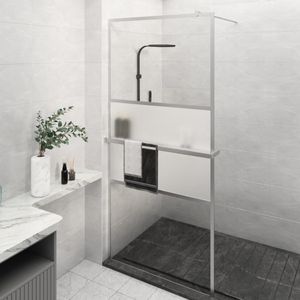The Living Store Inloopdouchewand met schap 80x195 cm ESG-glas aluminium chroom - Inloopdouchewand - Douchewand - Modern Design - ESG-glas - Aluminiumframe
