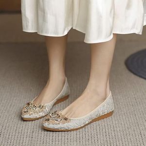 Provento - Ballerina Schoenen met Strass voor Vrouwen - Opvouwbare Comfortabele Slip-On Flats - Geschikt voor Outdoor, Bruiloft en Wandelen - Abrikoos - Maat 41.5 EU