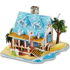Ainy - 3D puzzel mini strandhuisje: Miniatuur huisjes bouwpakket / knutselpakket / knutselen meisjes - hobby puzzels en creatief modelbouw voor kinderen & volwassenen | 27 stukjes - 16x13x11cm