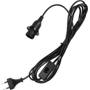 kwmobile E14 fitting met schakelaar - Lampfitting met snoer en stekker - E14 fitting compleet met 3,5 meter netsnoer - Met bevestigingsring - Zwart