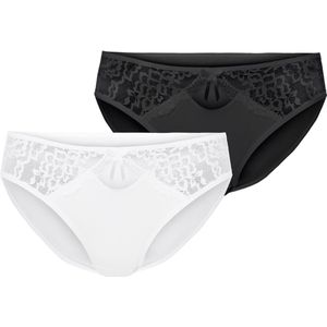 Merry Style Dames Slip Onderbroek - Katoen - Regular Taille - 2-Pack - MS-GAB-17-Hipsters-2P - (2Pack) Zwart/Wit - S