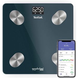 Weegschaal met 10 lichaamsindicatoren - Aangesloten app - Eenvoudige bediening - Onbeperkt aantal gebruikers - Capaciteit 180 kg - Schaal 100 g - Goodvibes Life+ BM9620S1