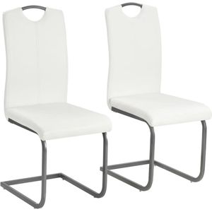 vidaXL Eetkamerstoelen - Kunstleer - Wit - 2 stuks Zwevende Eetkamerstoelen - Eetkamerstoelen Set - Kunstleder Meubels - Witte Eetkamerstoelen - Design Eetkamerstoelen