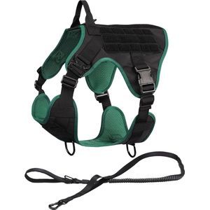 Navaris hondenharnas met riem - Maat XL - Lengte 31 cm - Borst 79 tot 117 cm - Nek 56 tot 84 cm - Tactical vest voor honden - Met handvat - Zwart