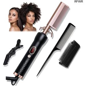 RFWR® Haarstyling Kam met LCD Scherm en Ionentechnologie - Keramische Stijltang voor Glad en Volume Haar