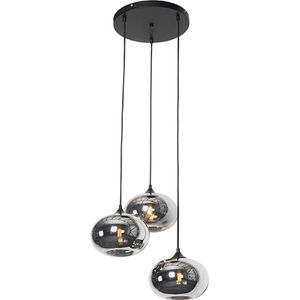 QAZQA busa - Art Deco Hanglamp - 3 lichts - Ø 45 cm - Zwart - Woonkamer | Slaapkamer | Keuken