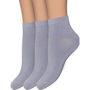 Bonnie Doon Bamboe Sneakersokken Dames Blauw/Grijs maat 36/42 - 3 paar - Licht, Ademend, Soepel - Zeer Comfortabel en Zacht - Korte sokken - Zakken niet af - Bamboo Viscose Rayon - Antibacteriële Werking - Milieubewust - Mineral - OL0410993.282