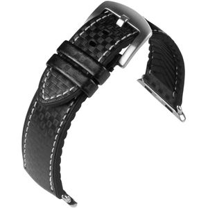 EULIT horlogeband voor Apple Watch - siliconen - 24 mm - zwart - metalen gesp