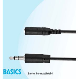 Basics 3 meter stereo audiokabel 3.5mm Male naar 3.5mm Female