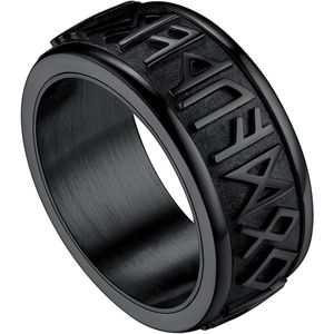 Draaiende Fidget Ring Zwart Verguld Viking Rune Vinger Ringen Rvs Roterende Angst Sieraden voor Vader Vriendjes Maat 65.
