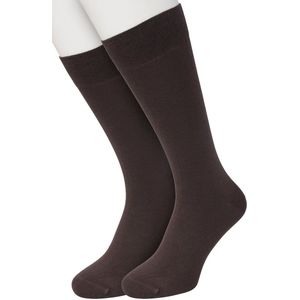 Bonnie Doon Basic Sokken Heren Donker Bruin maat 47/52 - 2 paar - Basis Katoenen Sok - Gladde Naden - Brede Boord - Uitstekend Draagcomfort - Perfecte Pasvorm - 2-pack - Multipack - Effen - Donkerbruin - Dark Brown - Hazelnut - OL6324012.245