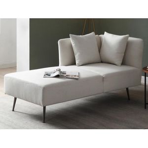 Vente-unique Chaise longue links van crèmekleurige stof NAPASA L 162 cm x H 77 cm x D 82 cm