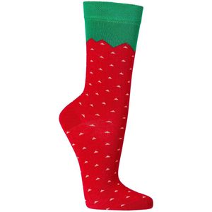 Sokken | grappige sokken dames | grappige sokken heren | happy socks printjes | thema aardbeien | maat 36-41 | per 2 paar | kleur roze