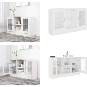 vidaXL Vitrinekast 120x30-5x70 cm spaanplaat wit - Vitrine - Vitrines - Dressoir - Dressoirs