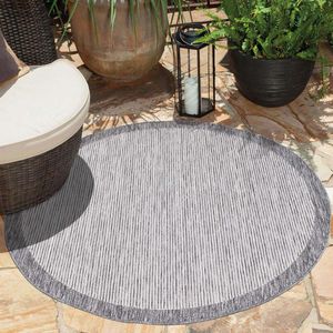 Tapijtenloods Sun In- & Outdoor Vloerkleed Laagpolig Grijs - 120 CM ROND