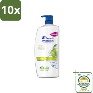 10 x Head & Shoulders - Anti-Roos Shampoo - Apple Fresh - Pompflacon - 1000 ml - Grootverpakking - Anti-roos Shampoo - Roosvrij Haar - Schuppenvrij Haar - Hoofdhuid Verzorging - Microbiome Balance