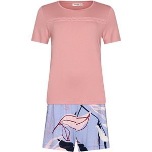 Pastunette Premium Shortama Artistic Floral - EcoVero Viscose - Roze/Blauw - Maat 36