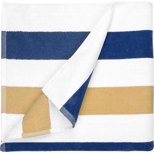 The One Towelling Strandlaken Stripe - Badlaken - Handdoek - 90x190 cm - 100% zacht katoen - Navy/Goud