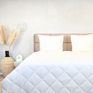 HappyBed Premium All year dekbed enkel 240x200 - Lits Jumeaux - Katoen - Wasbaar dekbed zonder overtrek - Bedrukt dekbed zonder hoes - Hoesloos Dekbed - Off white