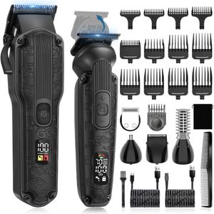 Scttomon Professionele Tondeuse en 6-in-1 Trimmer Set voor Mannen – Haarknipper, Baardtrimmer, Precisietrimmer, Neustrimmer en Lichaamstrimmer – Complete 6-in-1 Verzorgingsset – Zwart