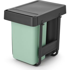 Brabantia Sort & Go Inbouw Prullenbak - 2 x 15 liter - Jade Green en Dark Grey