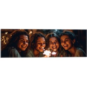 Vlag - Meiden - Vriendinnen - Sterretjes - Lachen - 60x20 cm Foto op Polyester Vlag