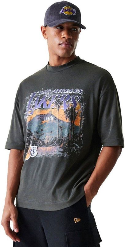 New Era - NBA Washed Graphic - T-shirt - Grijs - Korte Mouwen