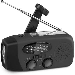 Zonne-energie Noodradio met Handcrank - AM/FM Radio met 3 LED Zaklamp & 2000mAh Powerbank | Waterdichte sradio met Telefoonoplader | Ideaal voor Noodgevallen en Buitenactiviteiten