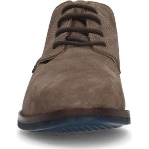 Manfield - Heren - Taupe suède veterschoenen - Maat 41