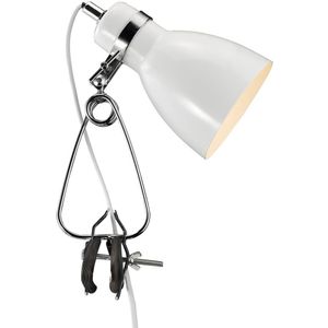 Nordlux Cyclone klemlamp - wand of bedlampje - Ø11 cm - E14 fitting - 160 cm lang snoer - wit