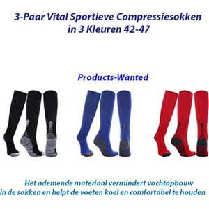 3-Paar Vital Sportieve Compressiesokken in 3 Kleuren 42-47