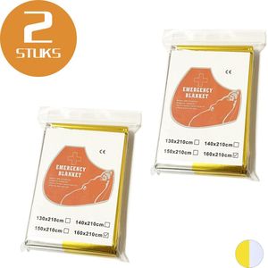 Colorful Sun® Reddingsdeken - 2 Stuks - Isolatiedeken - Isoleerdeken - Nooddeken - Thermische nooddeken - buiten, wandelen, kamperen - Emergency Survival Blankets - 160x210cm - Goud/Zilver