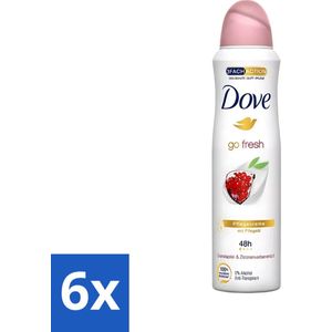 Dove - Deodorant - Go Fresh Granaatappel - Frisse en fruitige geur - 150 ml - Voordeelverpakking - 6 stuks
